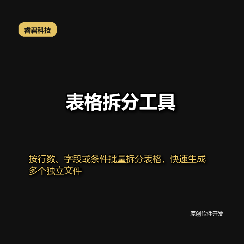 睿君表格按列按行拆分工具