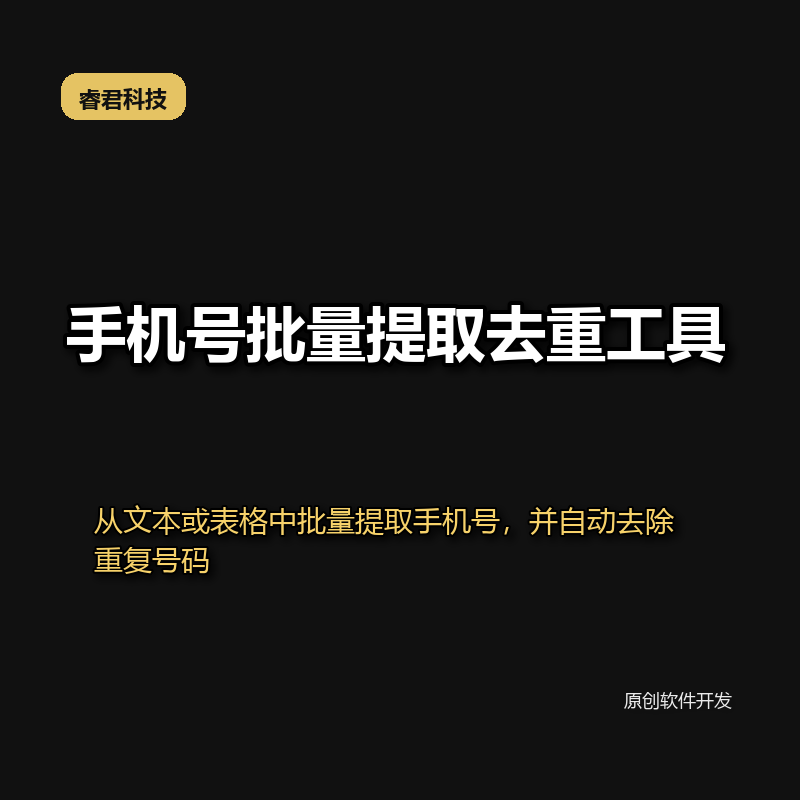 睿君手机号批量提取去重工具